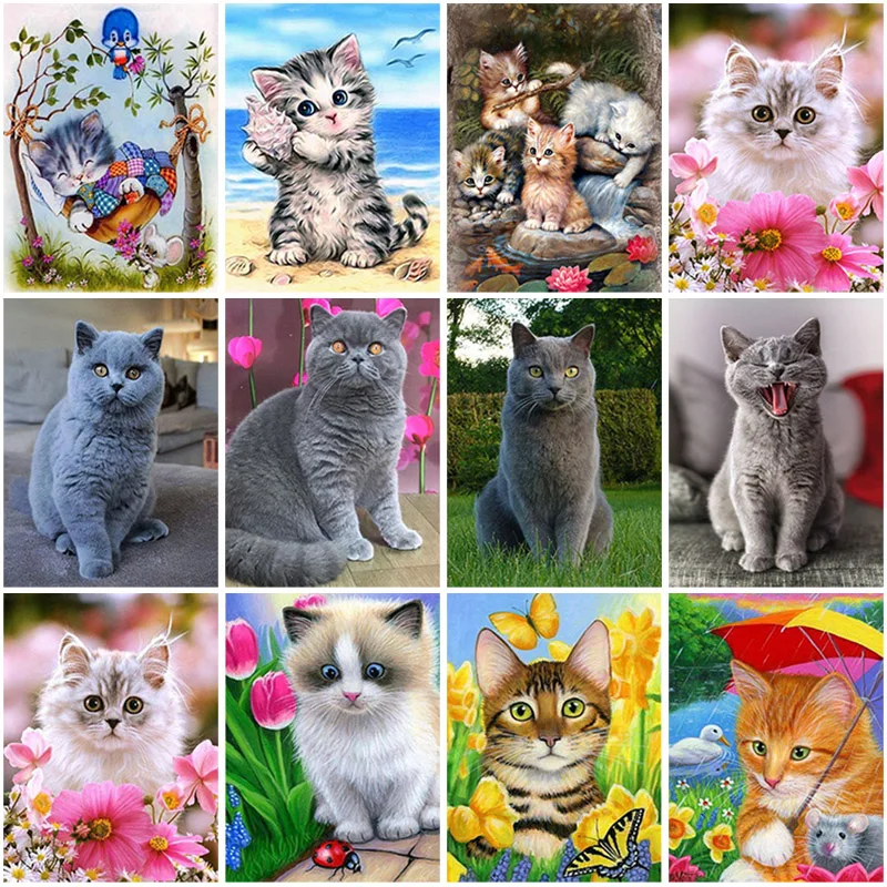 

DIY Cat 5D Diamond Painting Full Square Drill Resin Animal Diamont Embroidery Cross Stitch Mosaic Wall Art Home Decor Gift