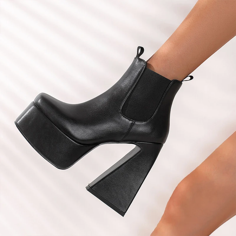 Big Size 46 Stone Print Women Square toe Short Boots Triangle Chunky Heels Shoes Platform Booties Custom Logo Available