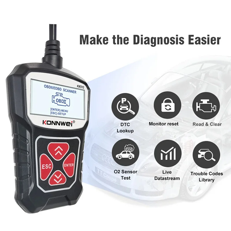 Фото KONNWEI KW310 OBD2 Автомобильный диагностический сканер Автомобильный считыватель кодов неисправностей Проверка лампы двигателя Сброс сервисных данных в прямом эфире Русский №5