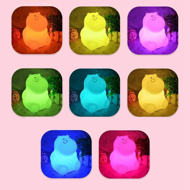 

Детский ночник, симпатичный Бегемот, меняющий цвет, фонарь с дистанционным управлением, USB Перезаряжаемый ночсветильник для детей