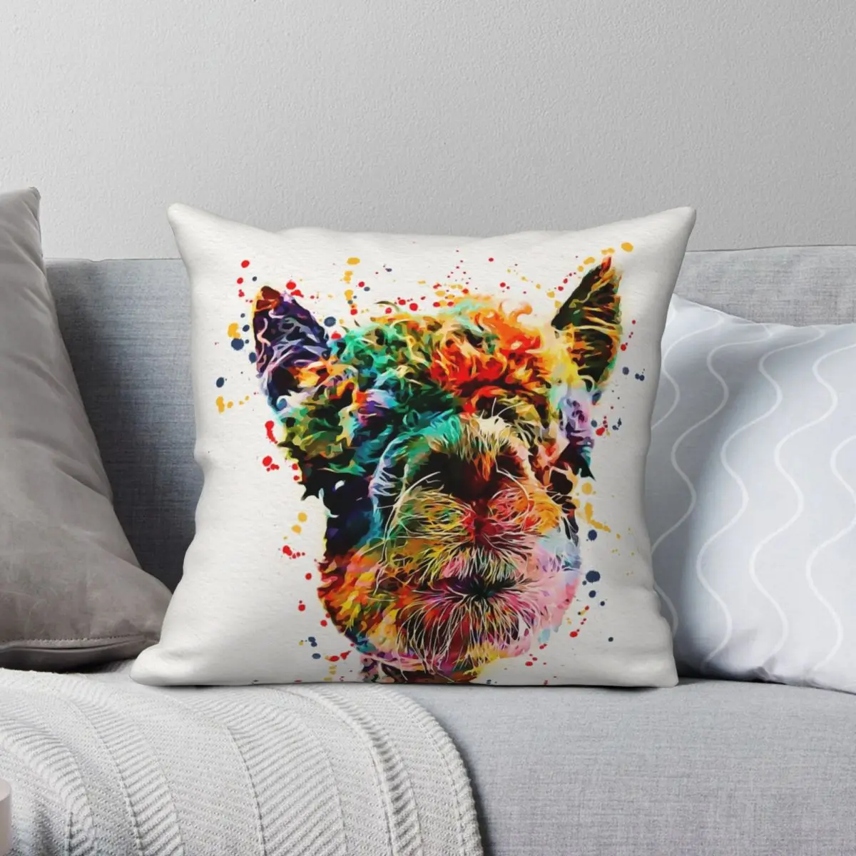 

Lama Watercolor Pillowcase Polyester Linen Velvet Printed Zip Decor Pillow Case Sofa Seater Cushion Case
