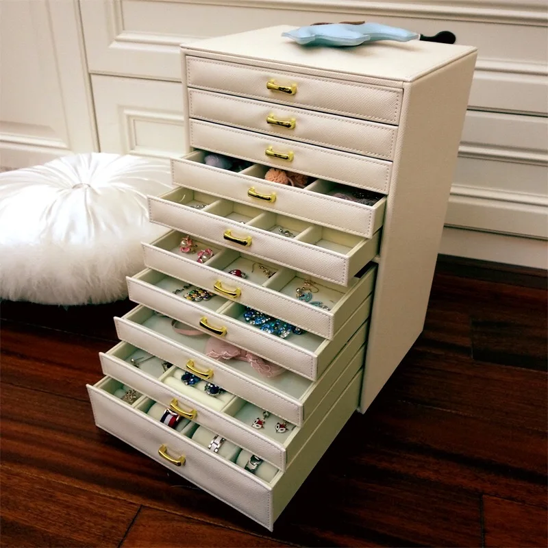 Multi-Layer Jewelry Storage Box Organizer Large 10-Layer Women Jewelry Storage Organizer Case Box Earrings Display Gift Boxes