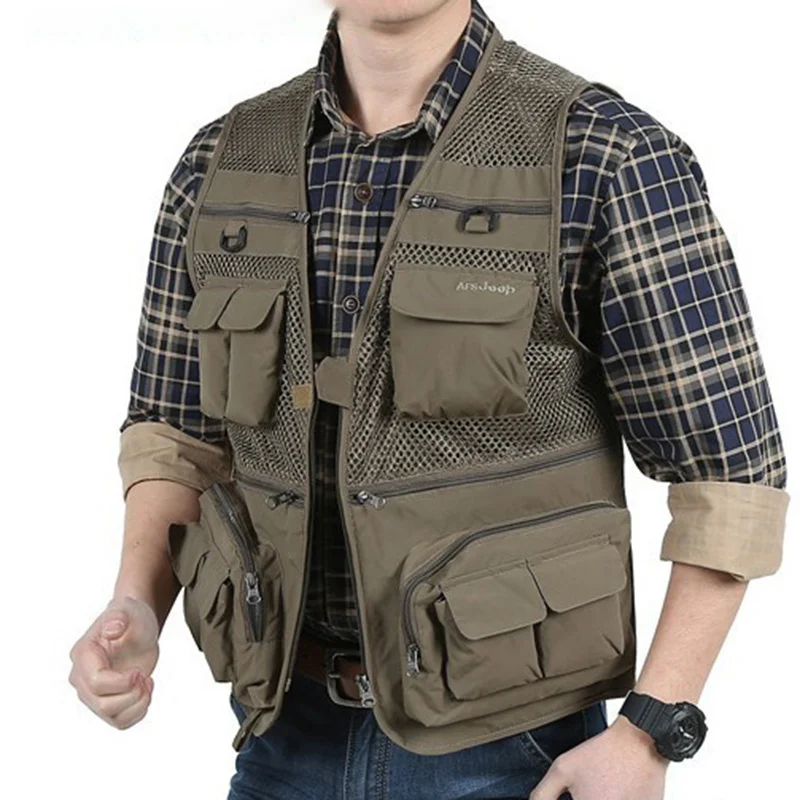 

Sleeveless Vests Working Vest Pockets Husband Coats Motorcycle Men Motorcyclist Zip Men's Jackets Mens Best Man Summer Winter