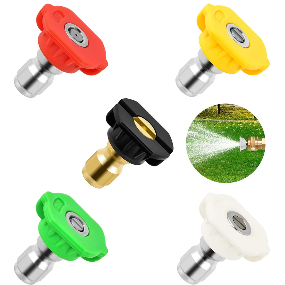 5 PCS Pressure Washer Tips Power Washer Soap Nozzle Tips Multiple Degrees 1/4 Quick Connect Design Up to 4,500 PSI 2.5 GPM