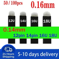 50100pcs nano black 0 16mm u shape 12u 14u 16u 18u microblading needles for permanent makeup supplies manual eyebrow blades