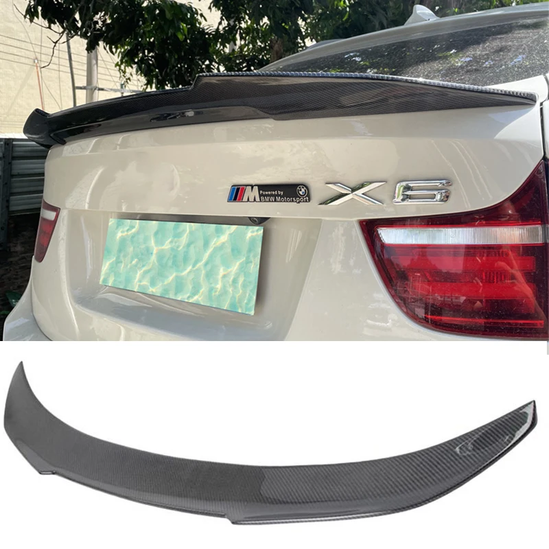 

For E71 E72 BMW X6 Real Carbon Fiber Accessories Spoiler Car Trunk Tail Wing Refit Body Kit PSM Style 2008-2014 Year