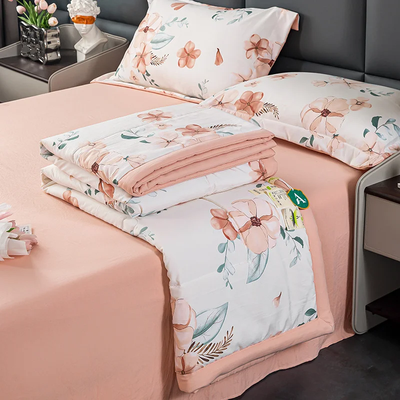 

Nordic Floral Summer Blanket Thin Cotton Linen Quilt Air Condition Comforter Breathable Single Double Queen Bed Refreshing Quilt
