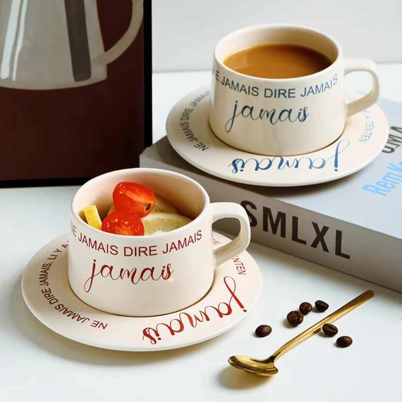 

Nordic Simple Ceramic Coffee Cup and Saucer Set Exquisite Afternoon Tea Cup Milk Tea Juice Cup Men and Women Birthday Gift Mug