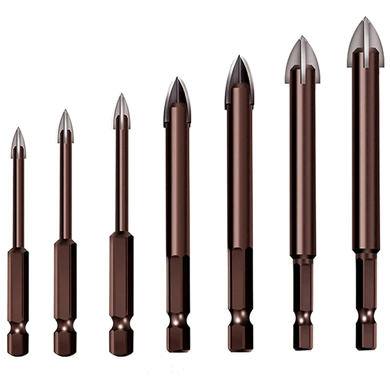 

Universal Drilling Tool, Drill Tap Bits Set,Multifunctional Cross Alloy Drill Bit Tip Tool,Masonry Drill Bit,(7PCS)