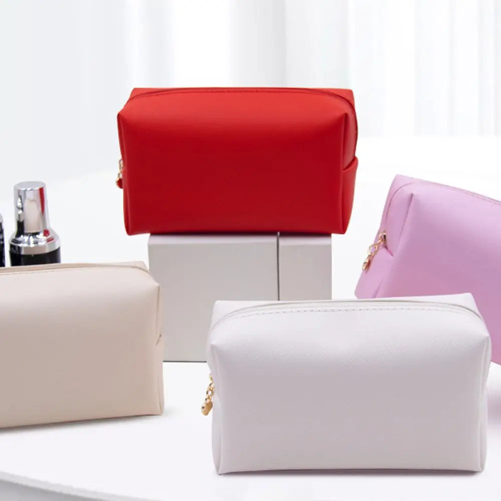 

Portable Waterproof Travel Fashion Make Up Bag Square PU Leather Storage Bag Cosmetic Bag Toiletry Organizer Purse