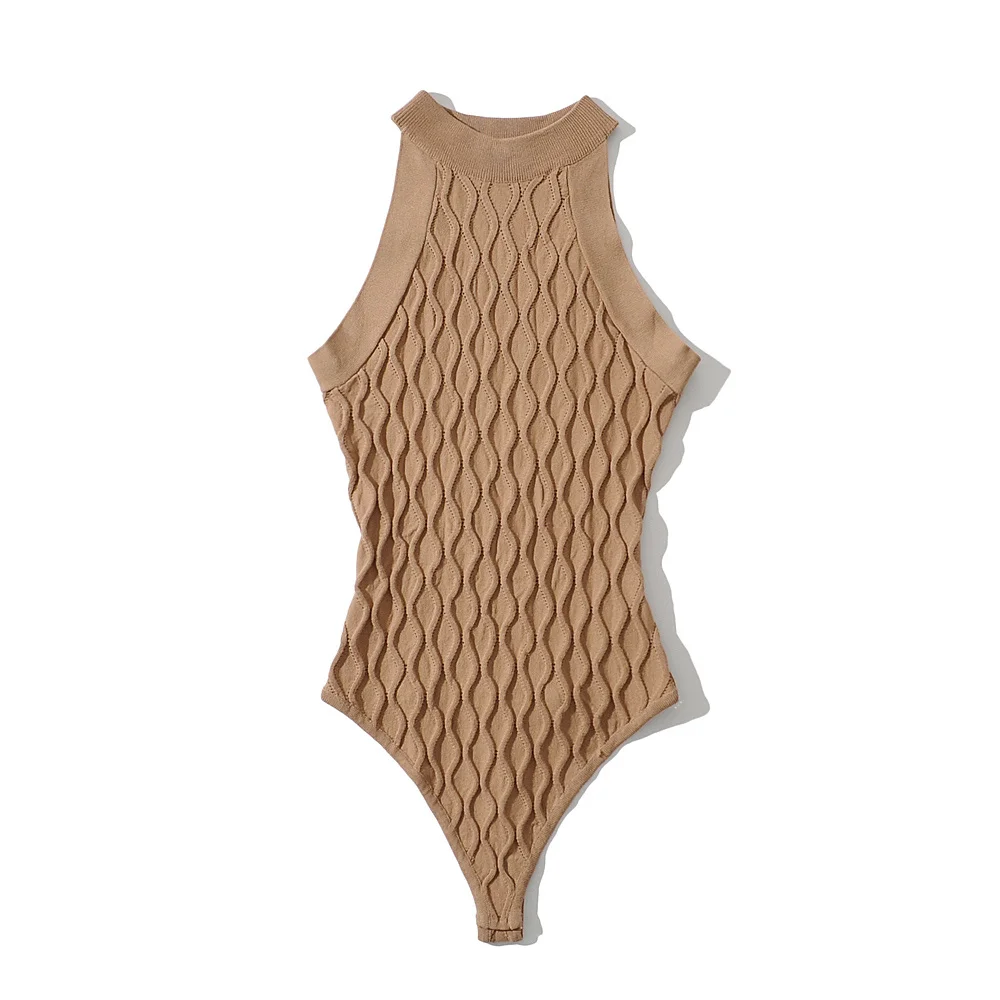 Dave&Di  Vintage Texture Knitted England Style Fashion High Street Summer Bodysuits Women Sexy Tank Tops