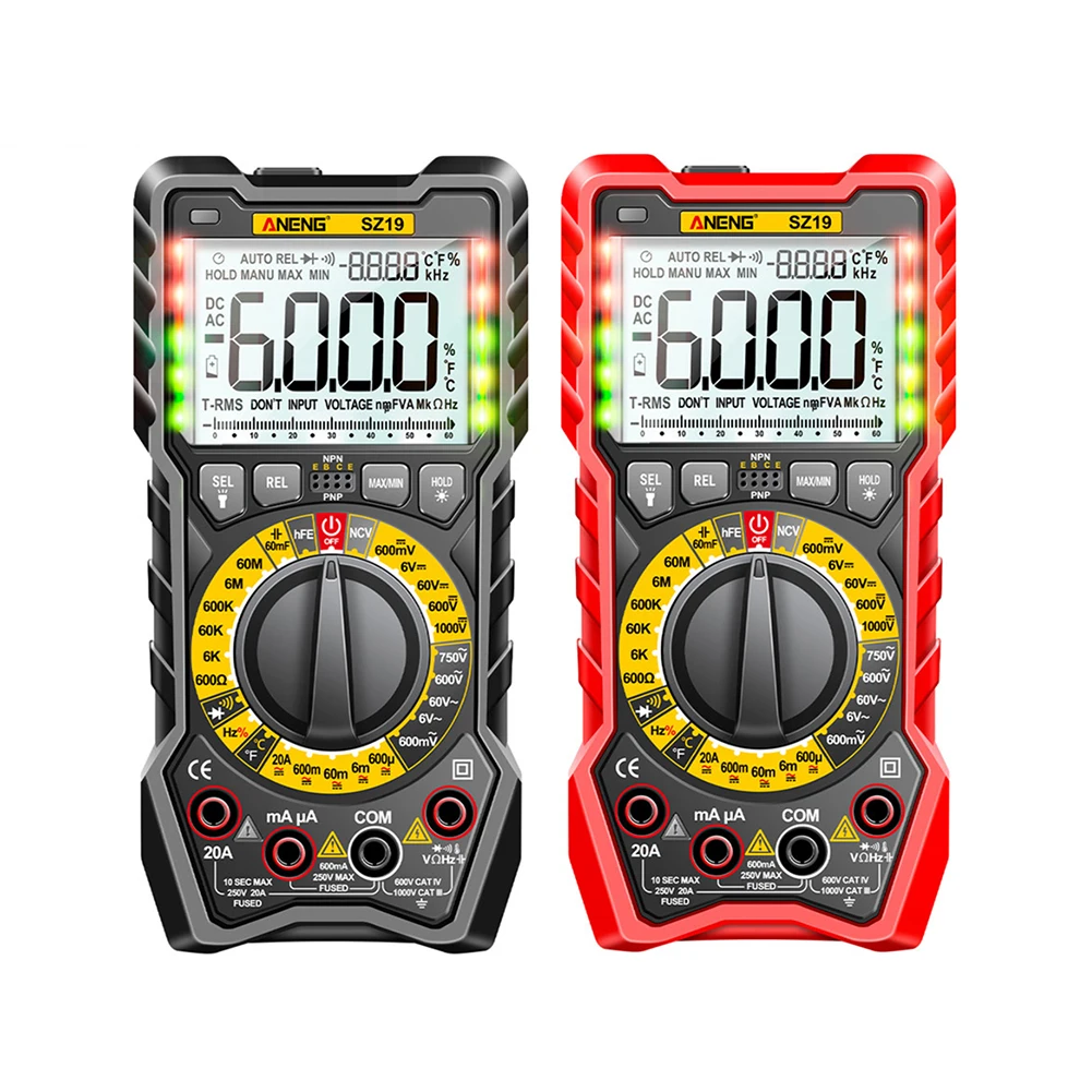 

Z19 Digital Multimeter 6000 Counts LCD Display DC AC Voltage Capacitance Ohm Diode Tester LCR Meter