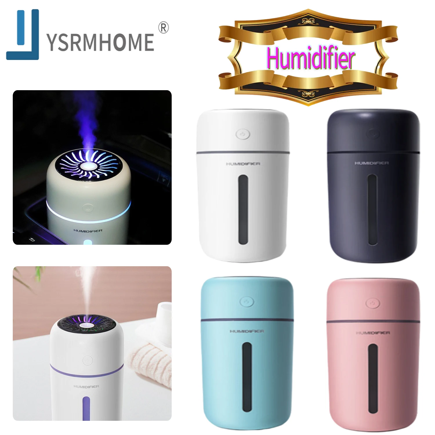 

Humidifier Air Aroma Diffuser Cute With LED Night Light 300ML Mist Maker for Bedroom Room Home Car Plant Purifier Humidification
