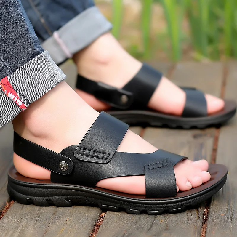 Сандалии мужские с открытым носком мягкая подошва Нескользящие прохладные для