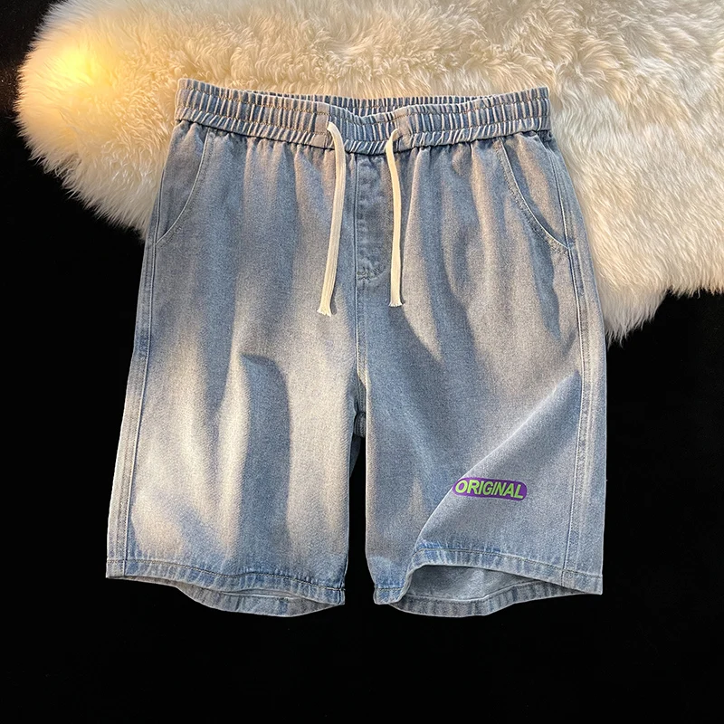Men's Summer Jeans Shorts 2022New Oversized Baggy Ventilation Casual Pants Five-Point Pant Korean Harajuku Fashion Male Clothing
