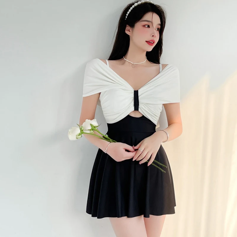 

Women Swimwear 2022 Swimsuit Push Up Sexy New Web Backless Black White Color Size Female Patchwork Nylon 1 Piece Beach Bath Suit