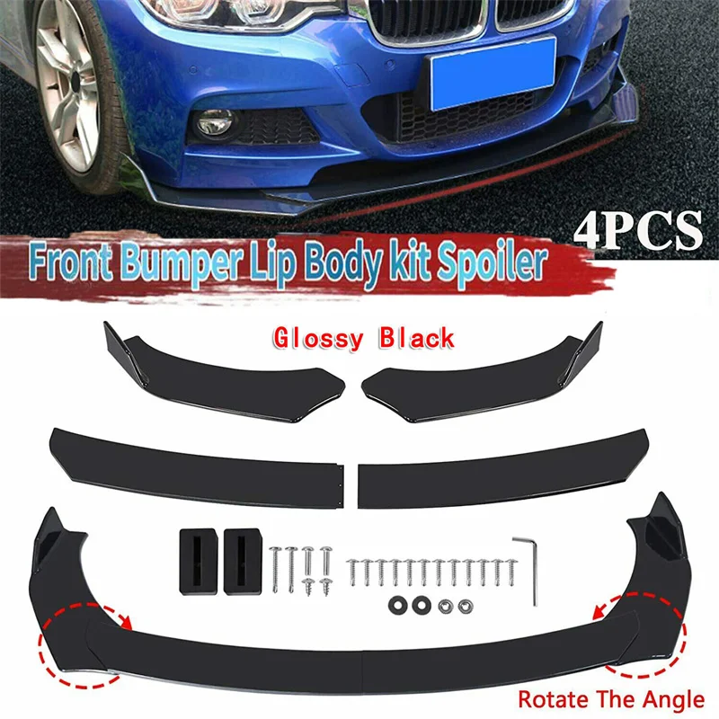 

4PCS Universal Car Front Bumper Lip Body Kit Spoiler Splitter Carbon Fiber Bumper Canard Lip Splitter For BWM Sedan For Tesla