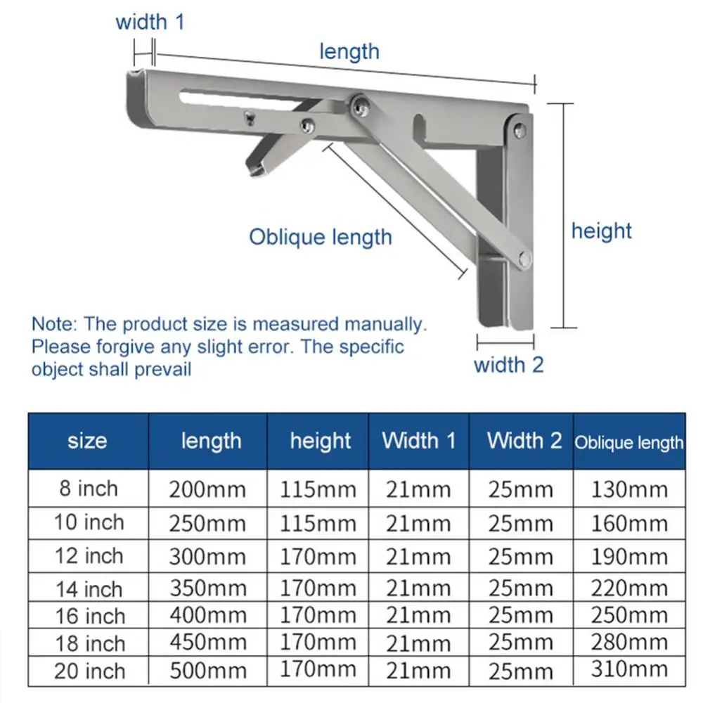 

Furniture Heavy Support Diy Bracket Work Space Saving Stainless Steel Bracket Bench Collapsible 2pcs Table Shelf Bracket New