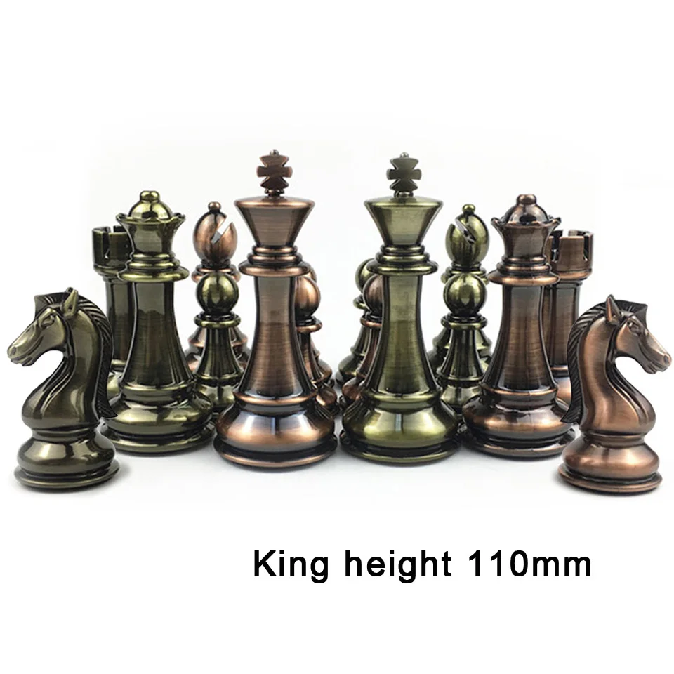 Роскошный Шахматный набор Kirsite, Технология гальванического покрытия, шахматы высокого класса, высотой короля 110 мм, шахматная игра, яркий Шахматный набор