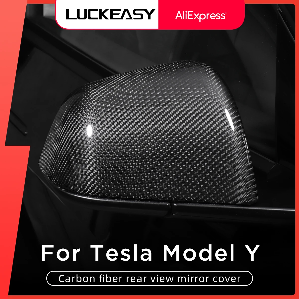 

LUCKEASY For Tesla Model Y 2021-2022 Car Exterior Accessories Carbon Fiber Forged Side Mirror Covers Left and right side mirrors