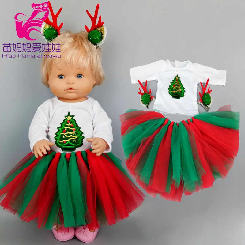 

17 inch baby doll dress Christmas tree for 40cm Nenuco Ropa y su Hermanita doll red green skirt doll clothing