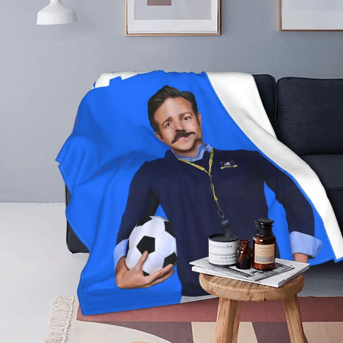 

Ted Lasso Soccer Velvet Throw Blankets AFC Richmond Jason Sudeikis Blankets for Bedding Bedroom Lightweight Thin Bedspread
