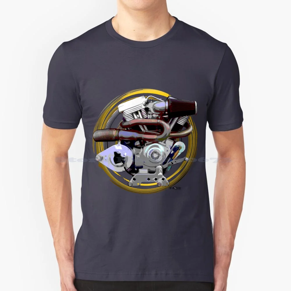 Комбинированная футболка с мотивом мотора 100% хлопок