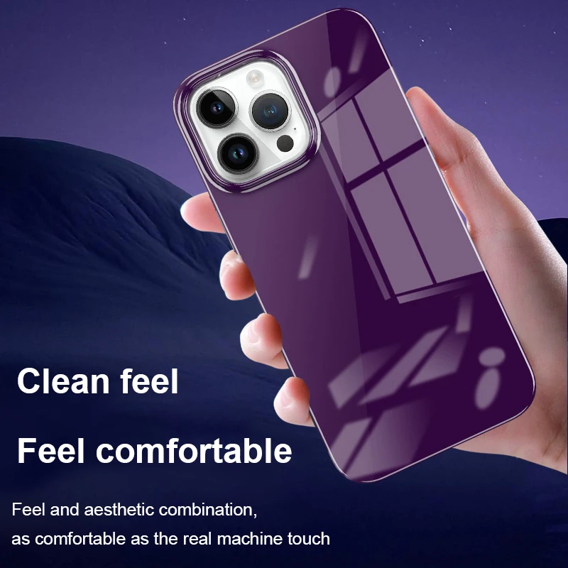 

Skin Friendly Transparent PC Anti-fall Shell For iPhone 15 14 Plus 12 13 14 15 ProMax Solid Color All-inclusive Protective Cover