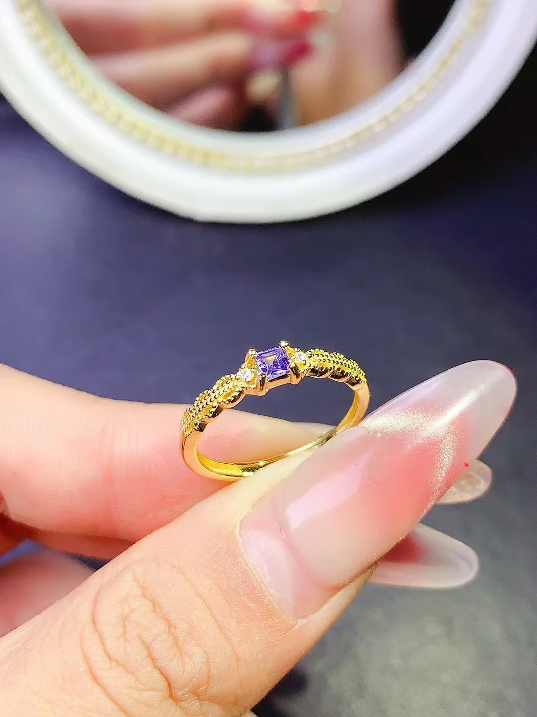 KJJEAXCMY Женское кольцо с натуральным танзанитом S925 чистое серебро изысканная