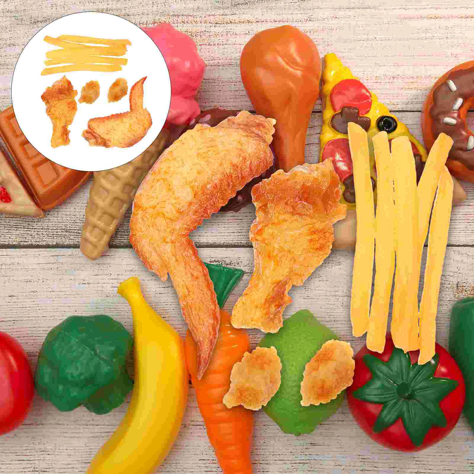 

9Pcs Artificial Chicken Leg Prop Artificial French Fries French Fries Model