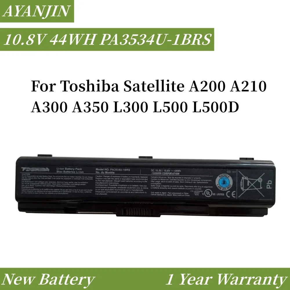 

PA3534U-1BRS 10.8V 44WH Laptop Battery for Toshiba Satellite A200 A210 A300 A350 L300 L500 L500D PA3533U PA3534U PA3535U-1BAS