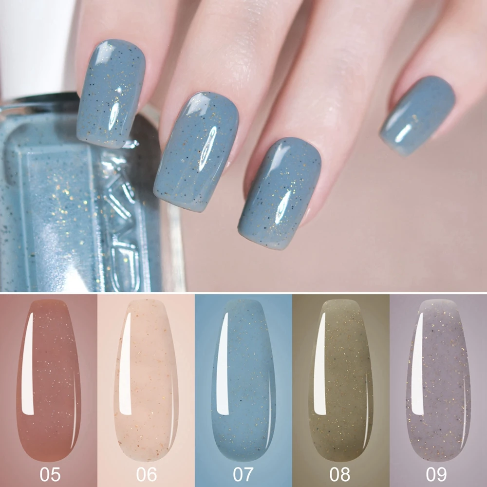 

5pcs 11ml Nail Polish Set Reflective Glitter Creme Varnish Lacquer Air Dry Blue Green Purple Nail Painting Oil Decoration Polish