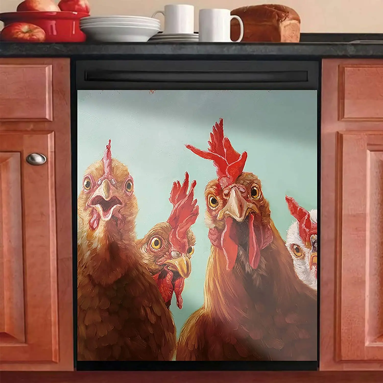 

MLGB Chicken Dishwasher Cover Decorative Magnet Dishwasher Covers for The Front Rooster Dishwasher Door Magnet Cover Hen Sticker
