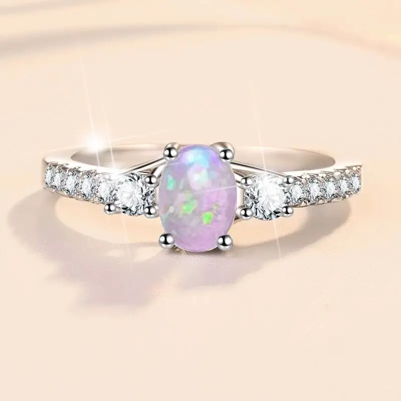 

Free Shipping S925 Sterling Silver Plated Platinum Natural Opal Ring For Women INS Style Niche Design Blue Water Drop Jewelry