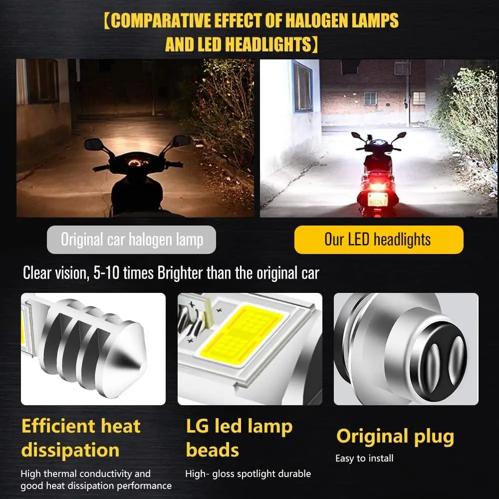 Фото 2xH6M ATVS YFM350 400 450 660 700 Raptor Светодиодная фара, светодиодная лампа H6M P15D, для мотоцикла/ATV/UTV, 6000K, IP68, подключай и используй. №4