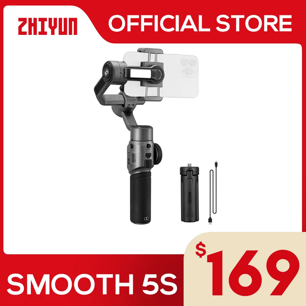 

ZHIYUN Official 3-Axis Portable Smartphone Gimbals Smooth 5S Handheld Stabilizer for iPhone 14 Pro Max/HUAWEI/Xiaomi