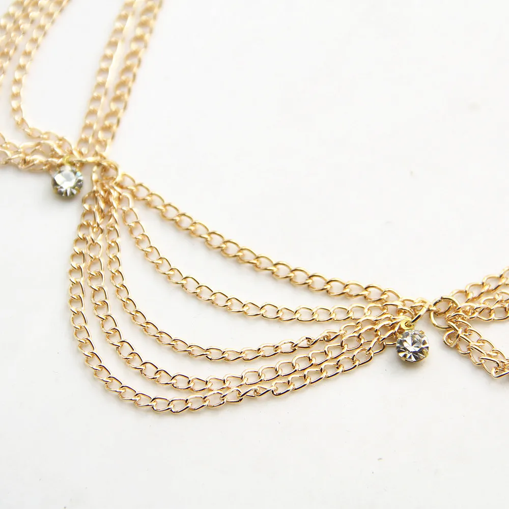 Металлические Многослойные бриллиантовые браслеты золотого цвета изящные