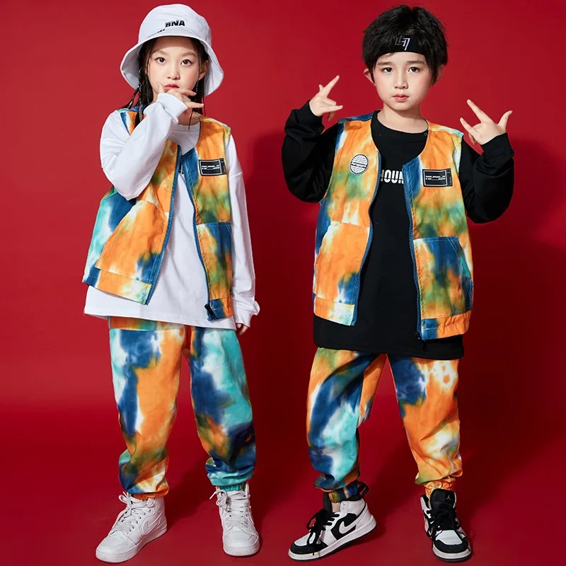 

Hip Hop Costumes for Girls Boys Ballroom Jazz Dancing T Shirt Pants Jacket Clothes Stage Outfits Kids Dance Competition Costume
