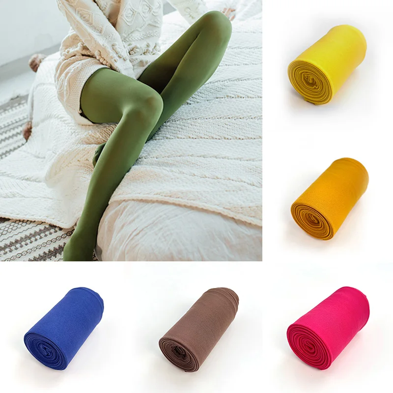 

Candy Color Women Pantyhose High Elastic Anti-Hook Silk Socks 80D Spring Autumn Colorful Thin Bottoming Stockings Fashion