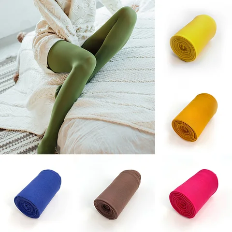 Candy Color Women Pantyhose High Elastic Anti-Hook Silk Socks 80D Spring Autumn Colorful Thin Bottoming Stockings Fashion