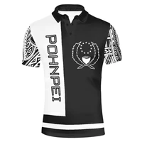 summer short sleeve polo shirt for hawaiian pohnpei logo printing casual short sleeve mens shirt v neck t shirt buttons top