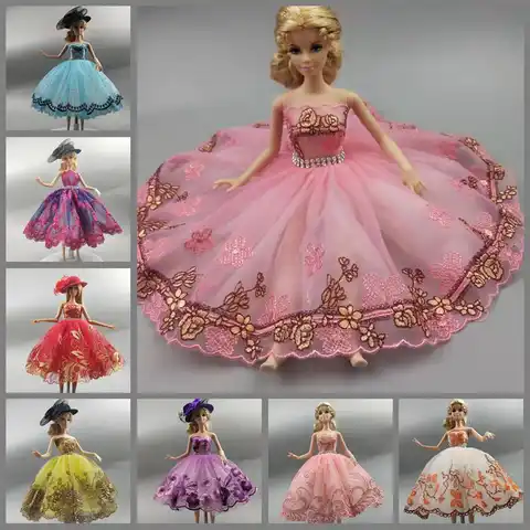 Одежда для куклы 1/6 BJD с цветочным рисунком, Одежда для куклы Барби, одежда для Барби, одежда, аксессуары для кукол 11,5 дюйма стразы, трехслойна...