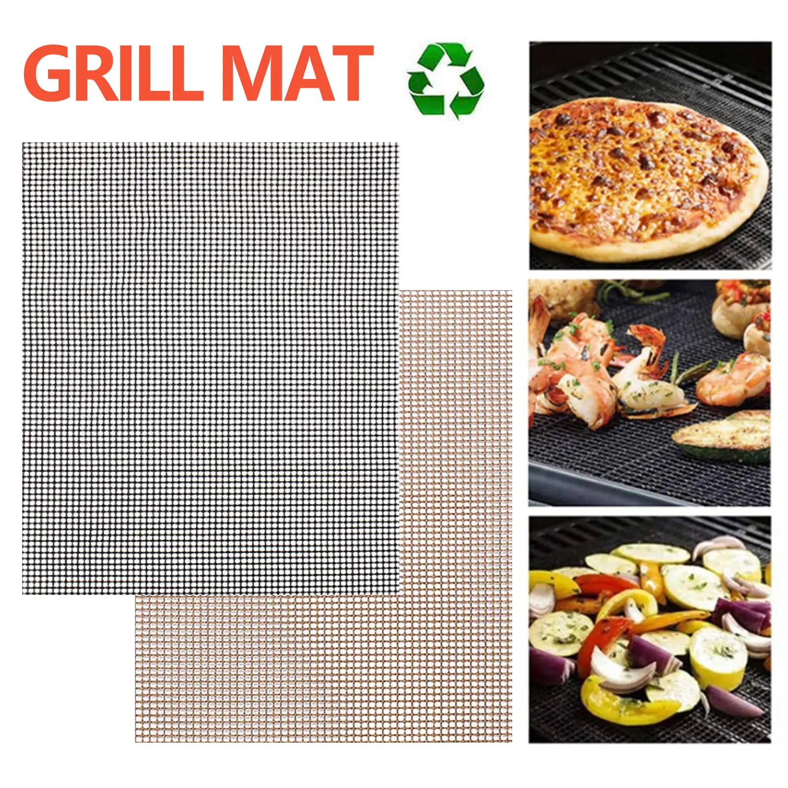 

Behogar 33 x 40cm Non Stick BBQ Grill Mesh Grilling Net Grid Mat for Oven Microwave Charcoal Barbecue