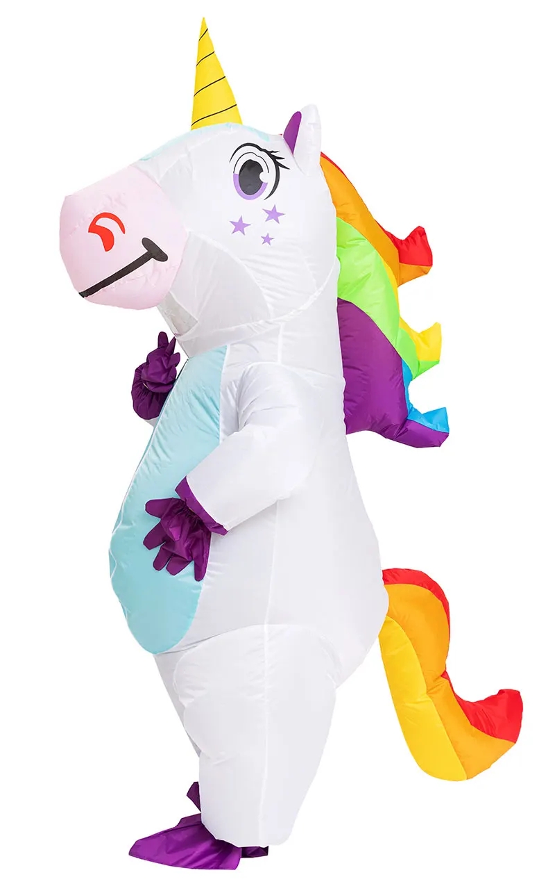 

White Unicorn Inflatable Costume Adult Kids Halloween Costumes for Wommen Adult Carnival Mascot Christmas Cosplay