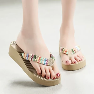 Women Wedge Slippers Platform Flip Flops Causal Non-slip Beach Slippers Women High Heels Summer Shoes Outside Fashion Sandalias