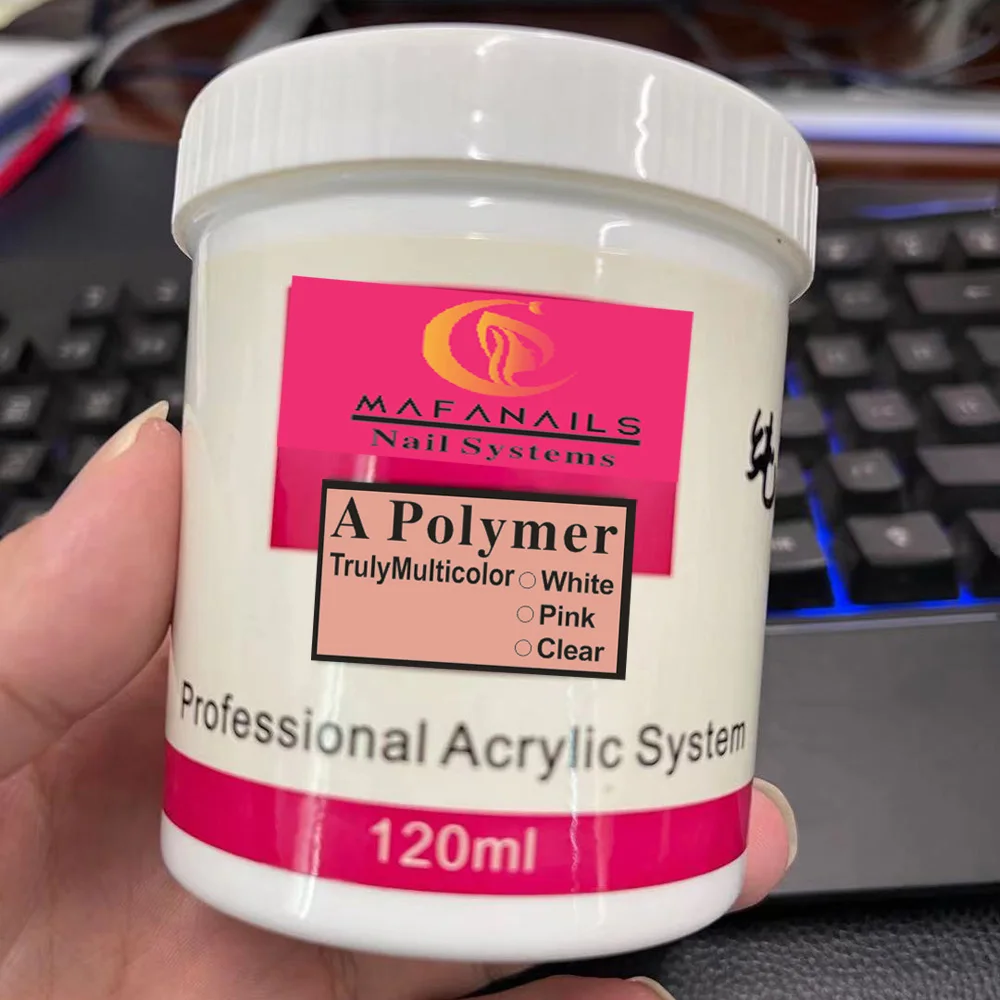 

120ml Nail Acrylic Powder Clear Pink White in a Box,Carving Poly Nails Dust ,Professional Build Extended Nail Art Powder