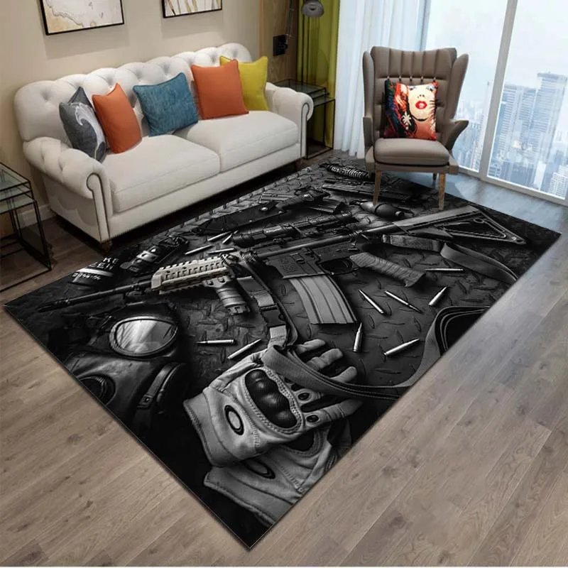 

15 Sizes 3D Rifle Pistol Revolver Gun Area Rug,Carpet Rug for Living Room Bedroom,Kitchen Doormat Bathroom Anti-slip Floor Mat
