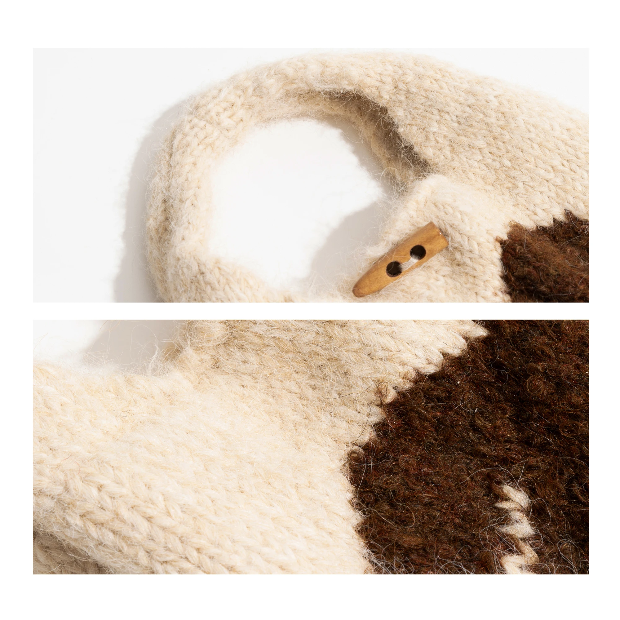 MABULA вязаная шерстяная сумка-хобо с принтом птицы однотонная стильная женская