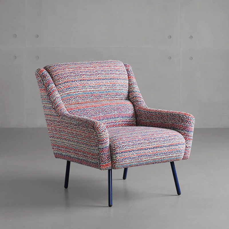 

Nordic Style High Back Single Fabric Sofa Armrest Leisure Reading Chair Ancient Pink Color Armchair Single Sofa Furniture