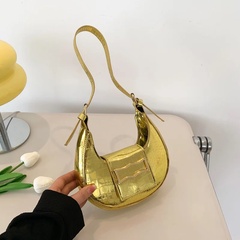 

Fashion Laser Crescent Pouch For Women High Quality Pu Shoulder Bag Luxury Purses And Handbag Designer Underarm Package Small